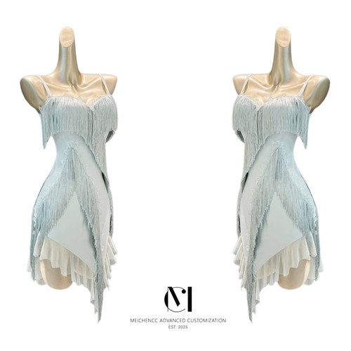 美辰恰恰包臀裙拼接国标舞表演服