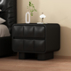 网红床边柜轻奢高级感卧室抽屉意式 设计师床头柜 极简黑色皮质个性