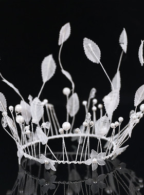 网红珍珠叶子皇冠蛋糕装饰摆件唯美ins风小清新女神生日烘焙插件