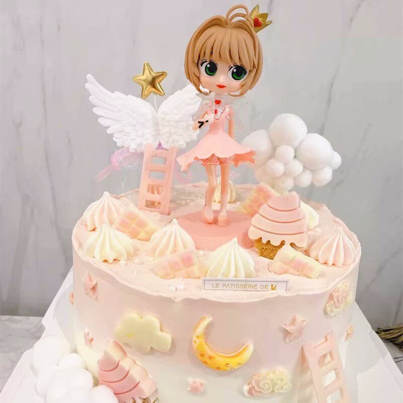百变小樱蛋糕装饰动漫女孩魔法美少女公主儿童生日烘焙装扮摆件
