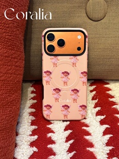 Coralia原创设计粉发天使女孩韩国进口菲林二合一磁吸手机壳全包iphone17promax