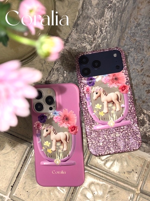 Coralia原创设计“ Wonderland ”梦境小马韩国进口菲林手机壳磁吸款iphone17promax闪粉亮片粉色
