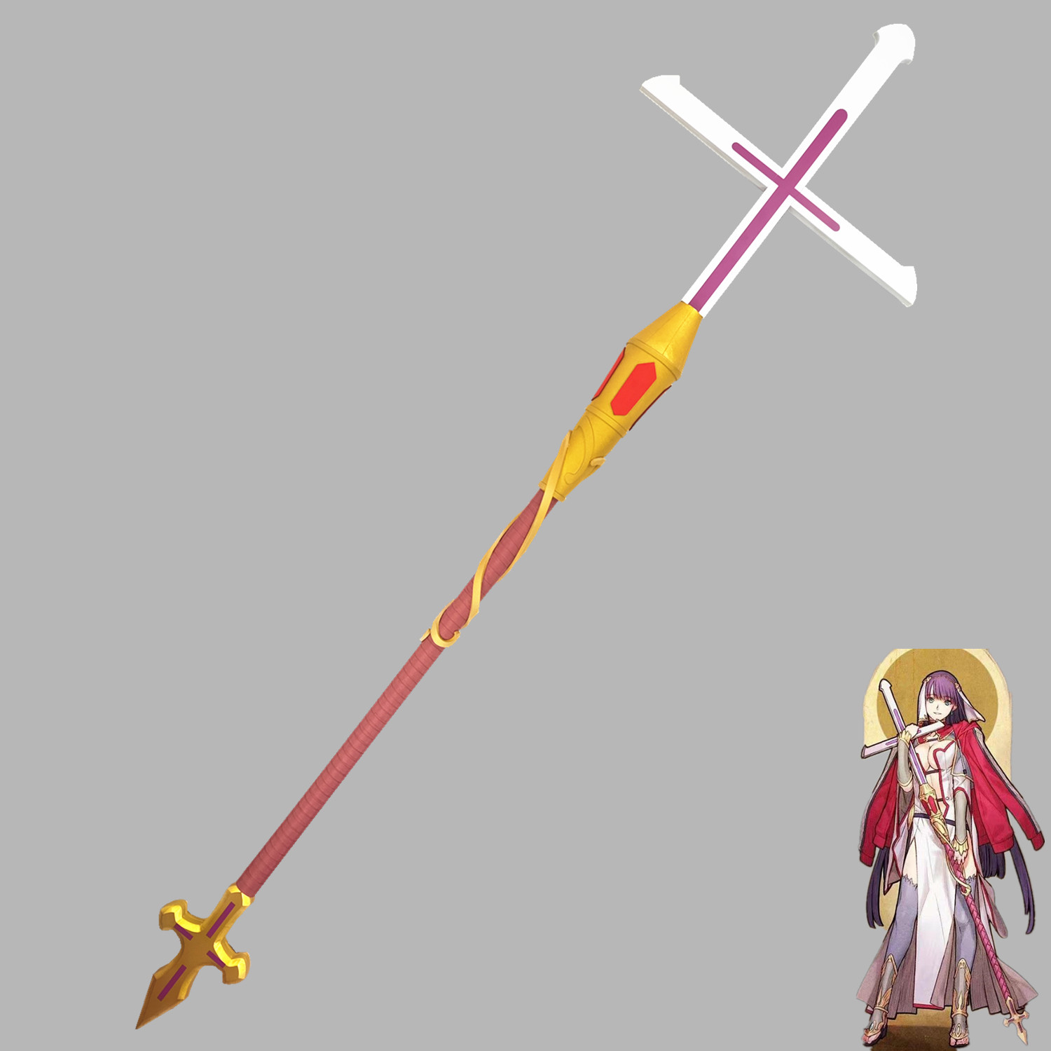 fgo玛尔达cos服道具武器法杖木质