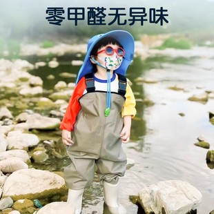 雨裤 儿童下水裤 备幼儿园玩沙水服连体雨鞋 防水赶海装 一体抓鱼水裤