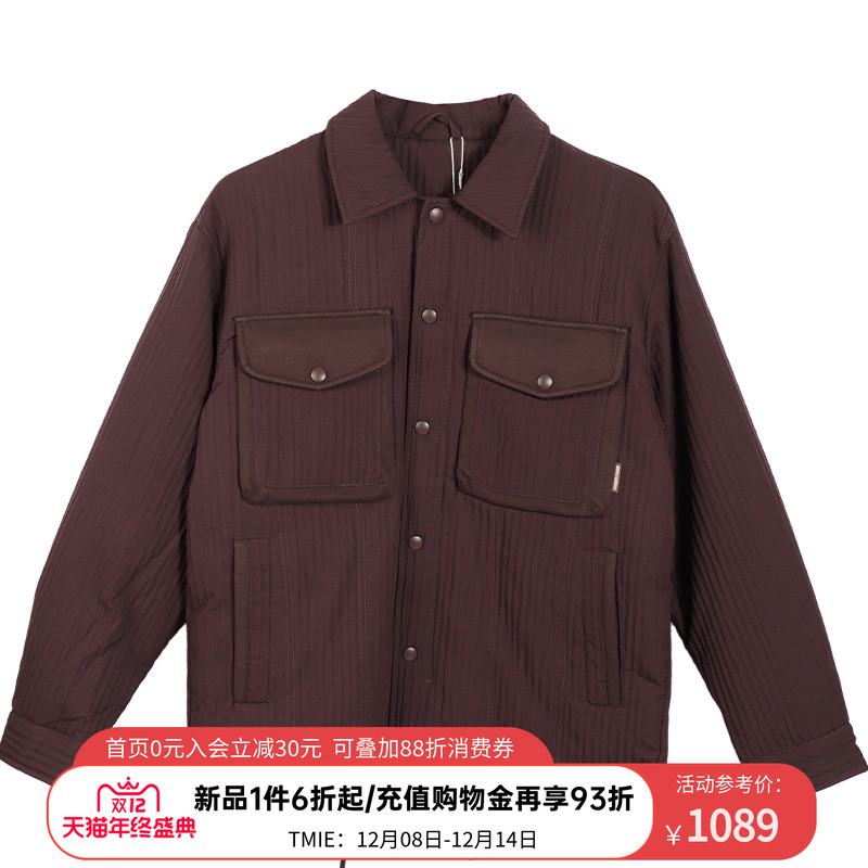 ACUPUNCTURE爱克佩特砖红翻领复古工装风多口袋保暖短羽绒服外套