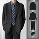 男轻熟风垫肩休闲高级感职业西装 黑色西服套装 外套 商务正装 春秋季