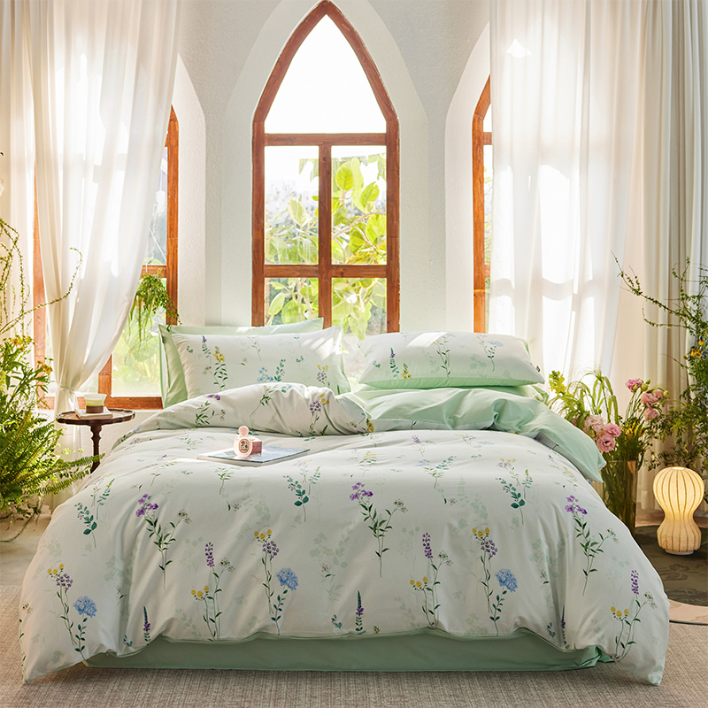 多喜爱四件套纯棉全棉床单被套三件套被罩床笠学生宿舍春野之音