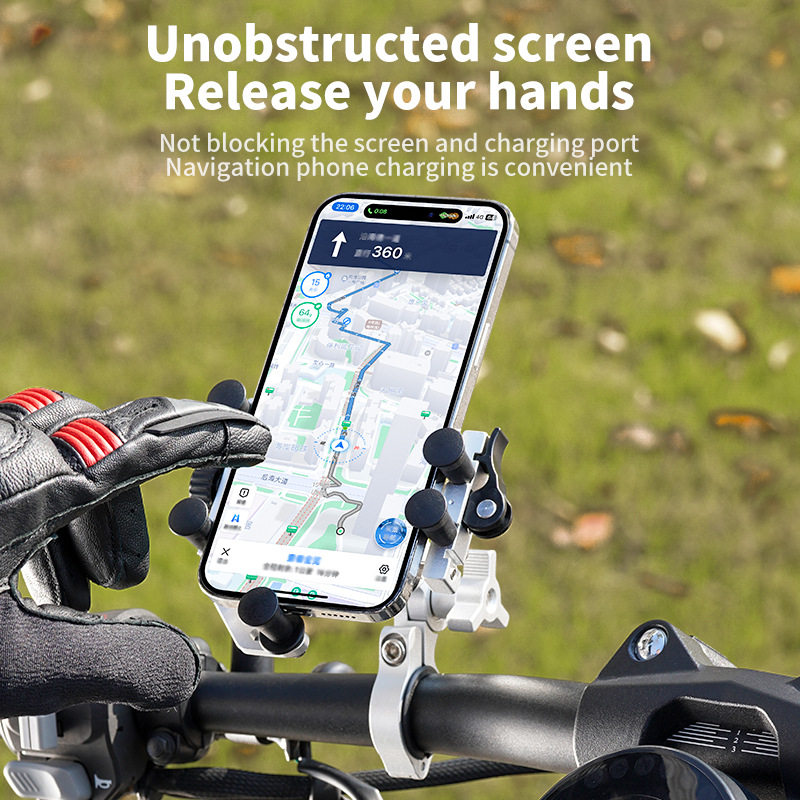 One-Touch Auto Lock Bike Moto Phone Stand自行车减震手机支架