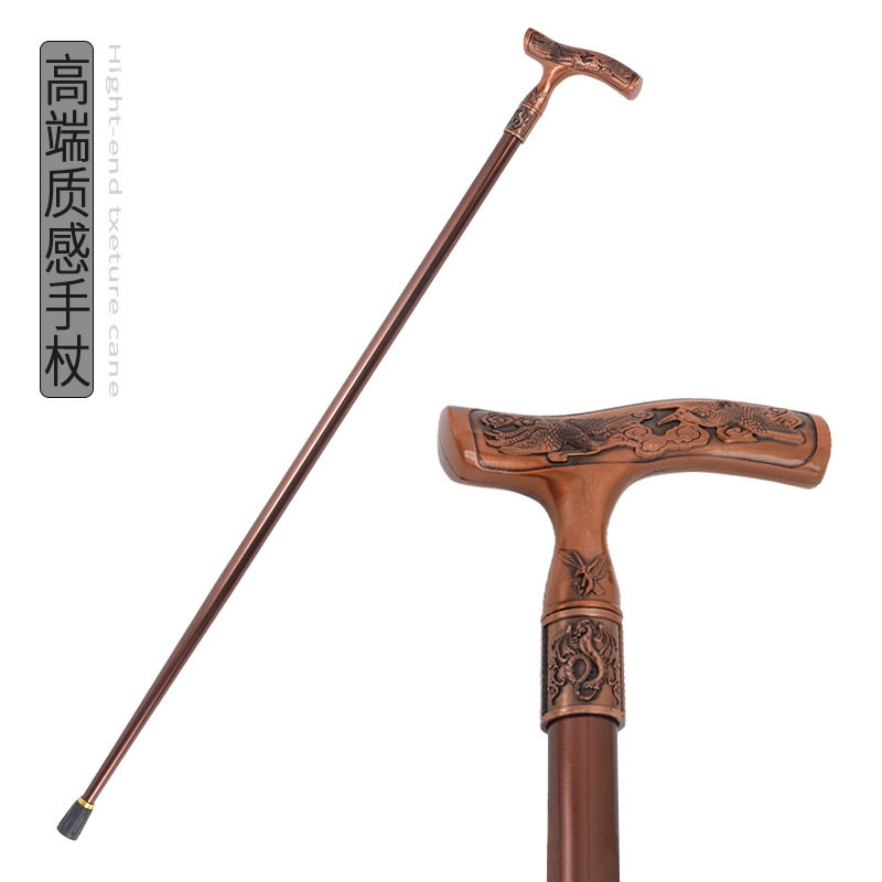 棕色户外铝合金登山杖豪华年轻人时尚影视道具手杖创意酷炫绅士杖