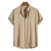 men collar short New stand casual sleeve shirt