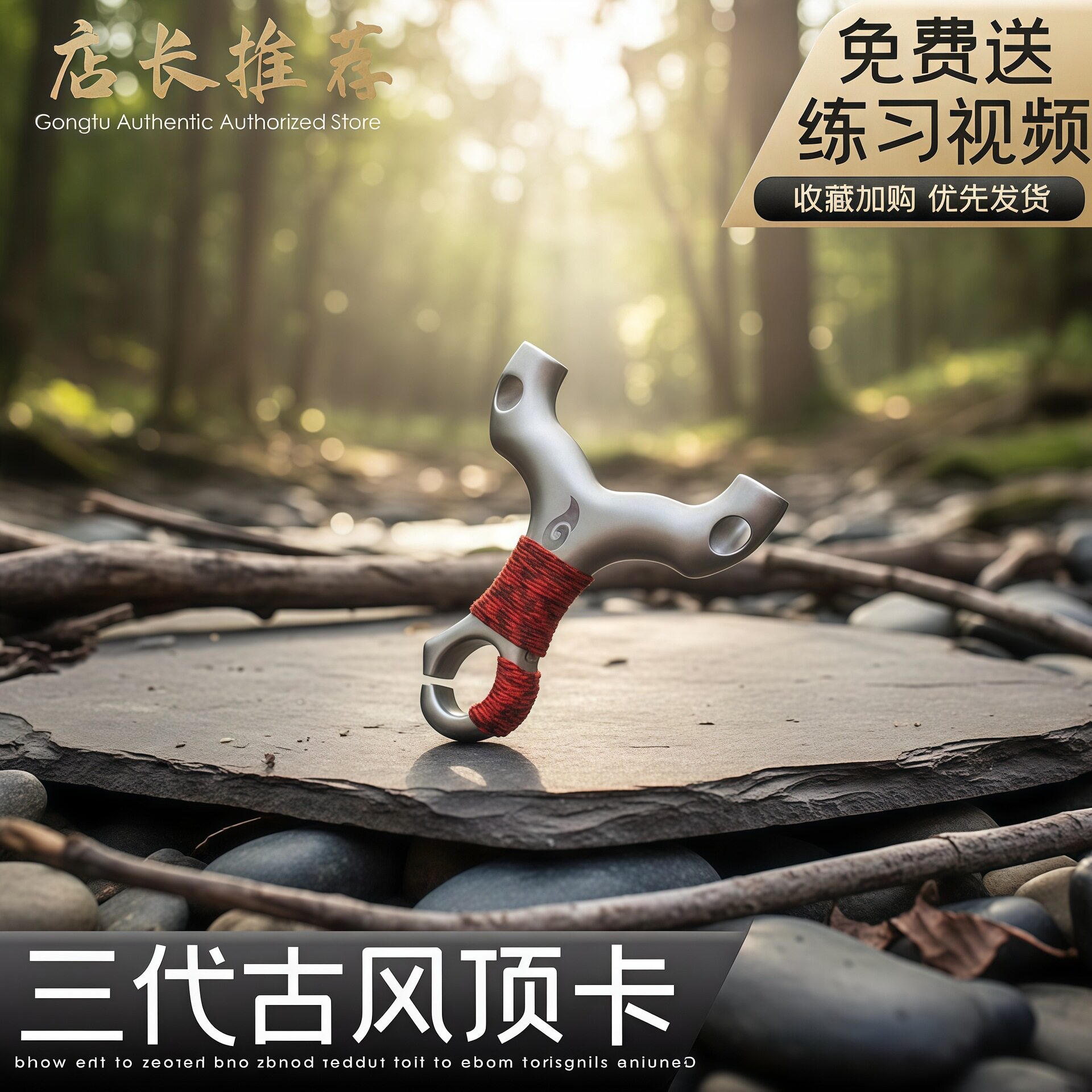 超硬630不锈钢古风顶卡三代牛角孔斜卡哪吒单卡新款弹架精准弹弓