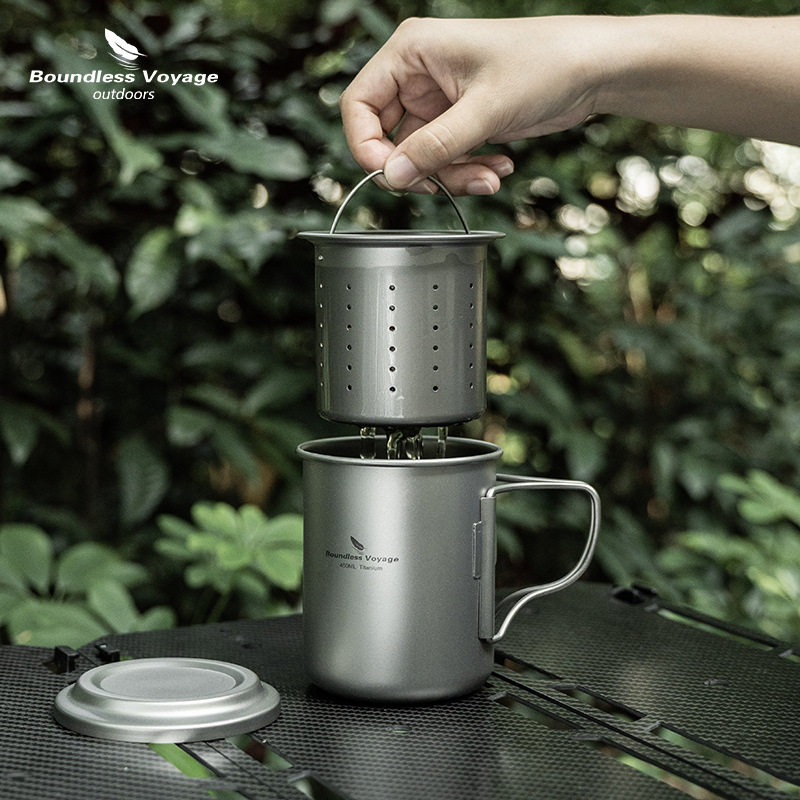 必唯Boundless Voyage纯钛水杯带滤网盖子马克杯泡茶杯咖啡杯超轻