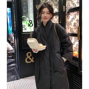 黑色羽绒服外套女2024年冬季新款外套高级感韩系长款高个子赫本风