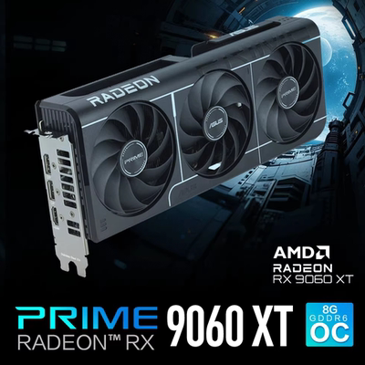 华硕PRIME RX9060XT O8G电竞游戏显卡 AMD RADEON RX9060XT