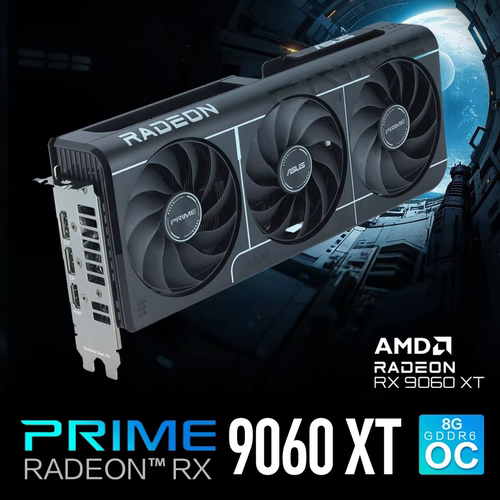 华硕PRIME RX9060XT O8G电竞游戏显卡 AMD RADEON RX9060XT