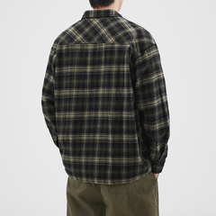Eptison衣品天成美式格子纯棉长袖衬衫男款宽松大码衬衣外套上衣