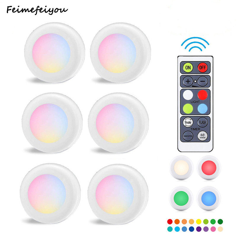 16 colors wireless led puck light with remote control led un