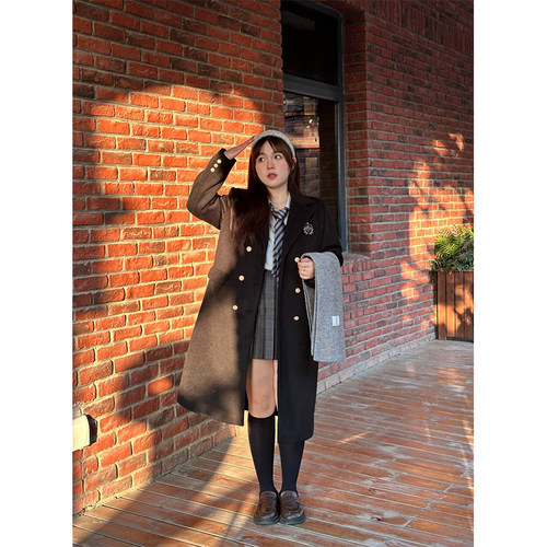 阿车家的大码jk胖mm双排扣大衣