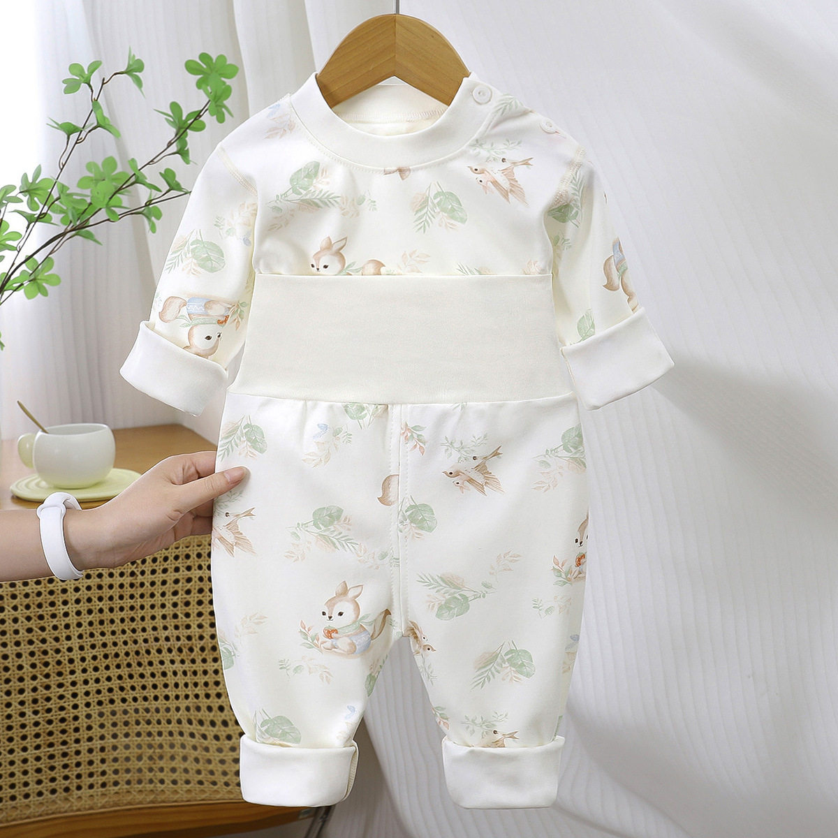 婴儿分体秋衣套装a类秋冬保暖高腰护肚睡裤子宝宝衣服宝宝保暖衣