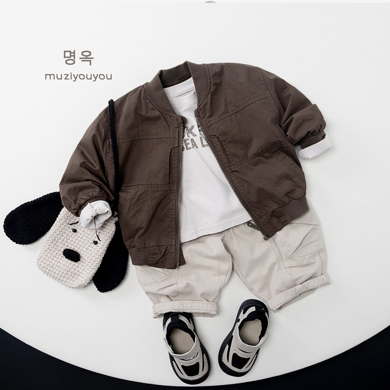 秋季新款儿童工装裤棉质裤子休闲韩版宽松男女童日系百搭个性童装