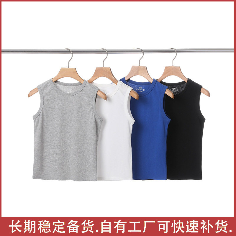 韩版吊带背心新款儿童纯色无图案