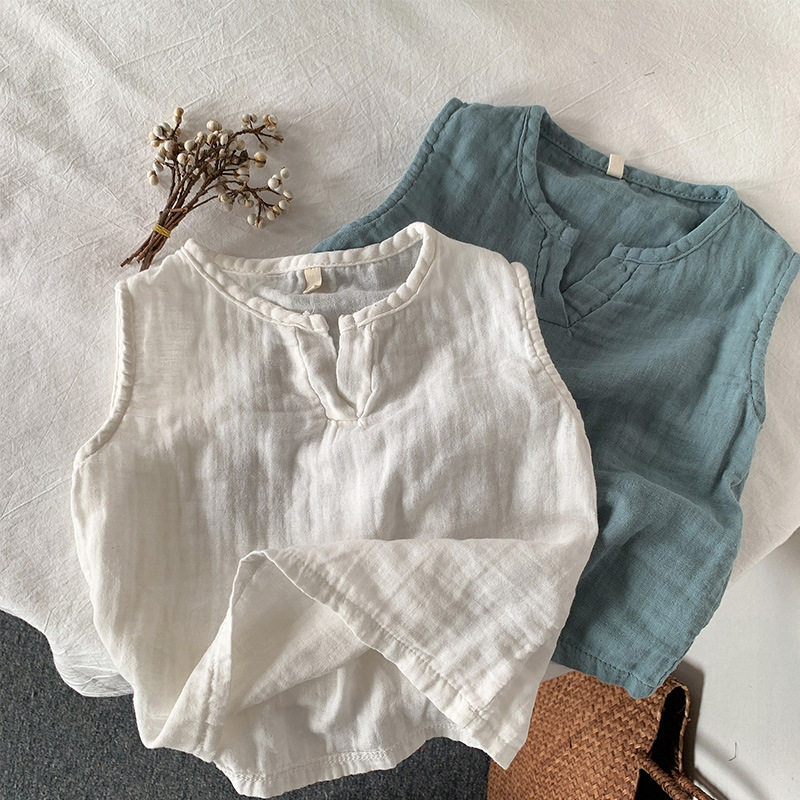 儿童棉沙背心薄款无袖夏季男女砍肩2026新款韩版宝宝小童透气背心