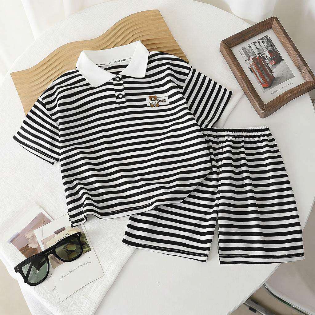 夏季童装宝宝儿童男童套装休闲两件套领短袖短裤夏装潮