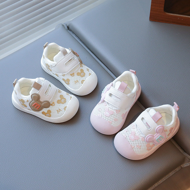 2025婴幼儿新款宝宝学步鞋单网夏季女童运动鞋可爱卡通镂空室内鞋
