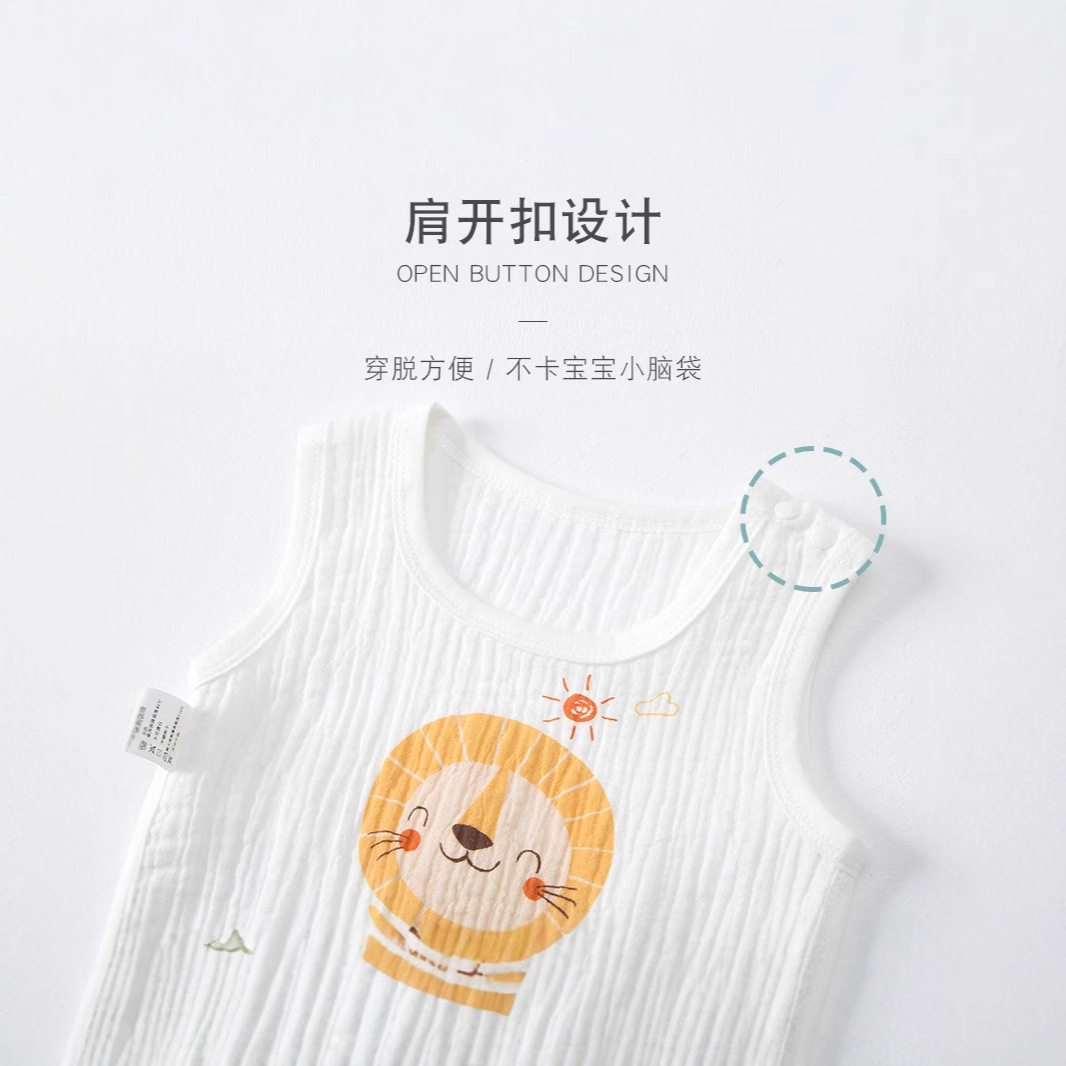 肚子婴幼儿纱布半背衣男女宝宝薄