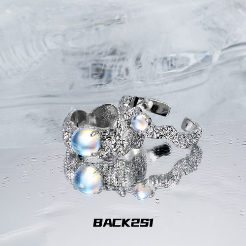 月光石不规则小众设计戒指