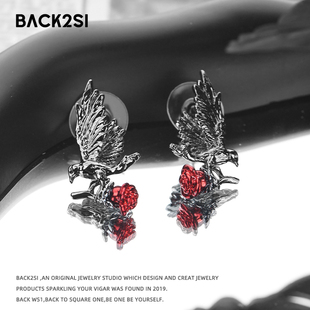 暗黑乌鸦玫瑰耳钉恋与深空秦彻二创周边耳坠小众设计cos礼物耳饰