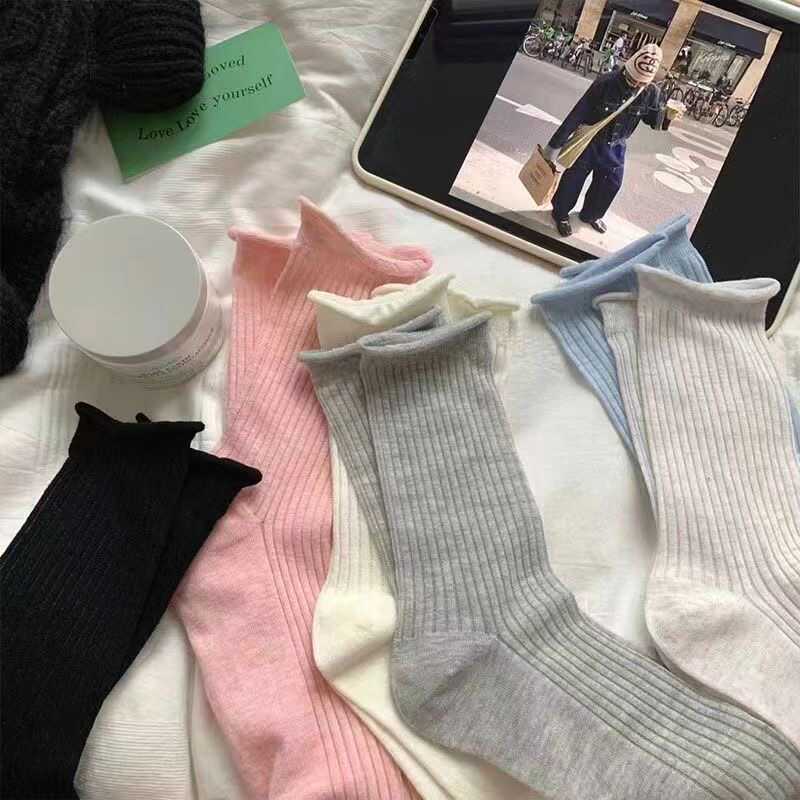 白色袜子女中筒袜春夏季薄款原宿韩版日系芭蕾风显瘦夏季长堆堆袜