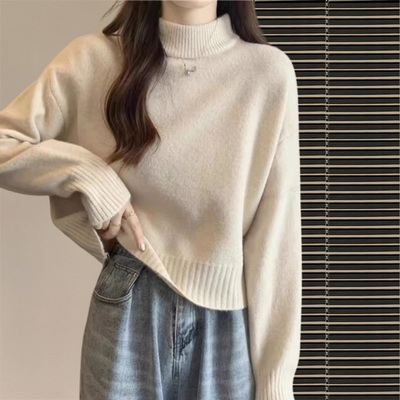半高领毛衣女款2025新款冬季加绒加厚打底衣内搭可外穿短款1017u