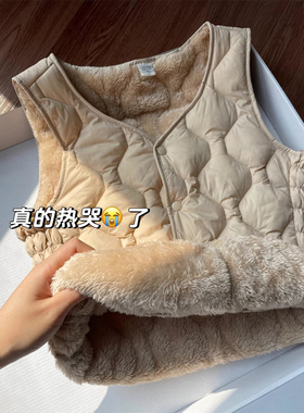 羊绒秋冬女背心，羊毛衬里和增厚到Heattech分层背心，无袖马甲羽