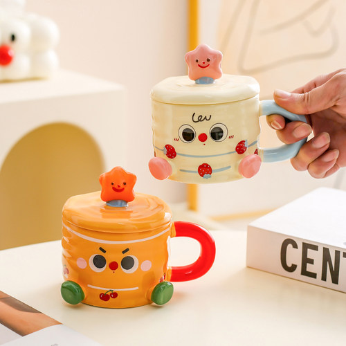 鼎涵陶瓷卡通可爱情侣杯马克杯