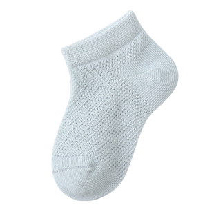 婴儿袜子夏季薄款纯白色新生儿宝宝无骨短袜棉男女童透气网眼船袜