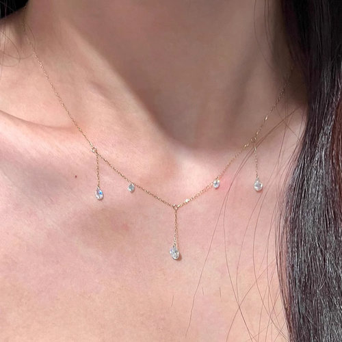 仿锆石水滴流苏项链女款2025新款