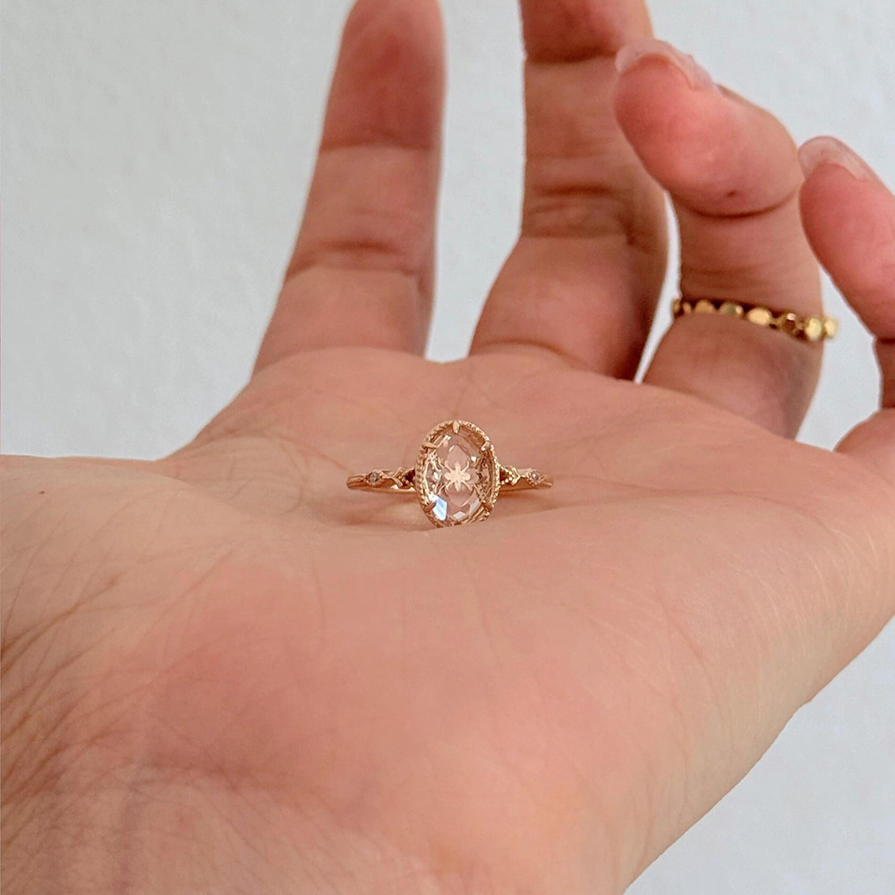 金镂空花托食指戒高级感指环2025