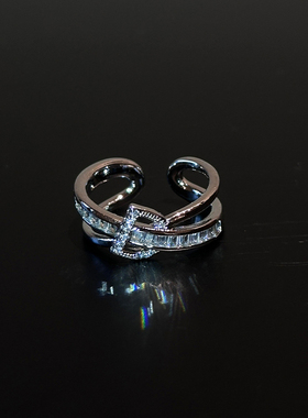 爆闪银色交叉戒指女高级感轻奢