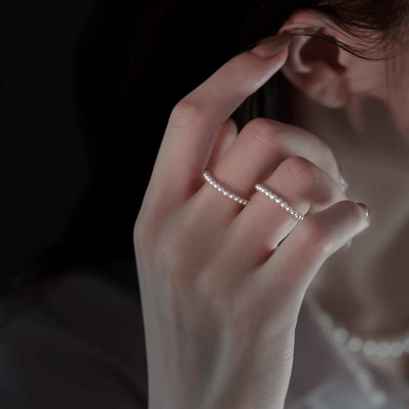 简约仿珍珠戒指女小众设计时尚