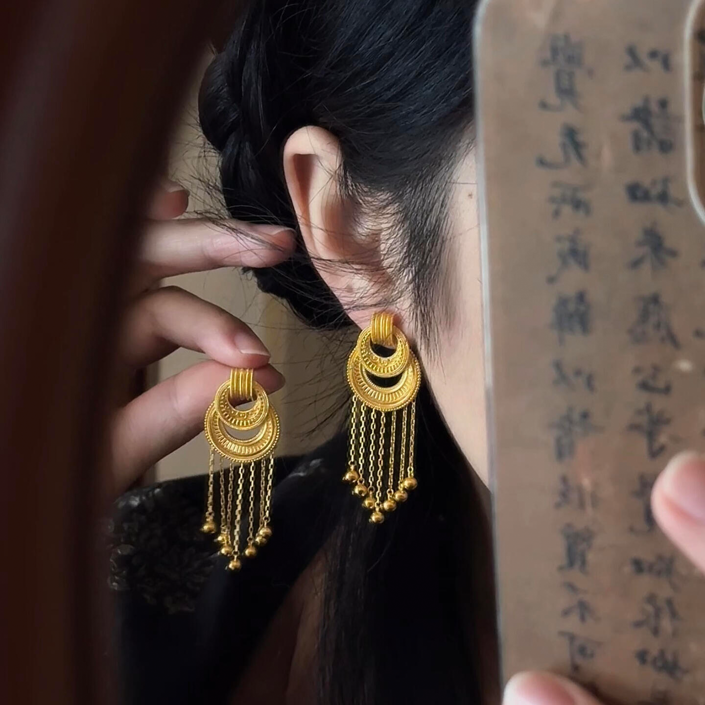 新中式金色双环流苏耳钉女小众设计宫廷风精致耳环轻奢高级感耳饰,饰品/流行首饰/时尚饰品新,耳钉,淘宝优惠券,粉丝福利购,淘宝优惠卷