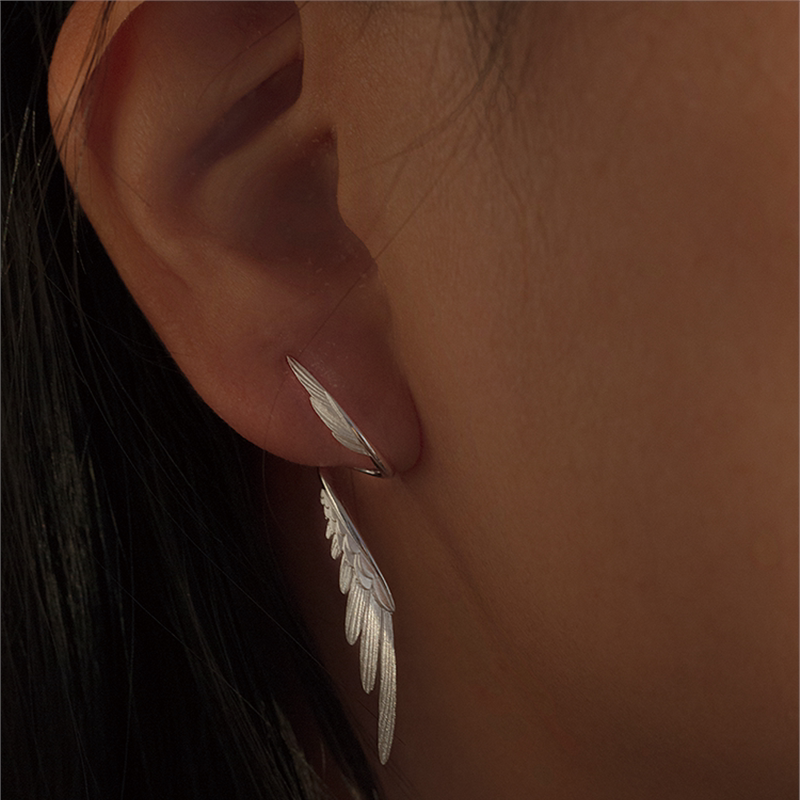 thumbnail for Unique and beautiful angel wing earrings, 2026 new hot item, high-end light luxury, niche temperament, personalized stud earrings for women