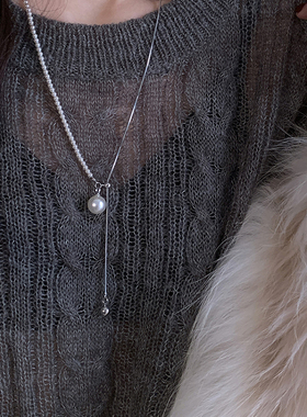 长款抽拉珍珠项链高级感轻奢小众