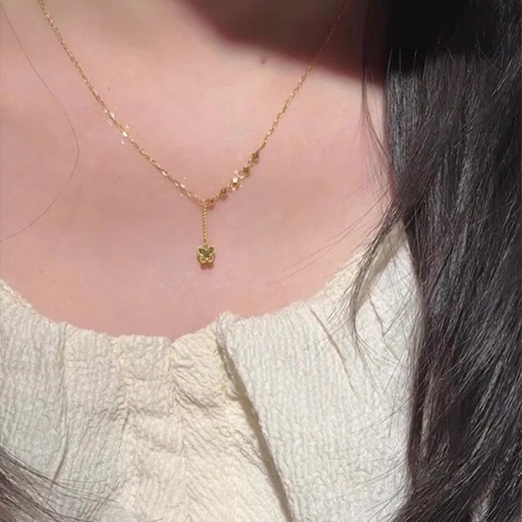 爆闪金色碎碎冰蝴蝶流苏项链女款2025新款高级感轻奢小众气质颈链,饰品/流行首饰/时尚饰品新,项链,淘宝优惠券,粉丝福利购,淘宝优惠卷