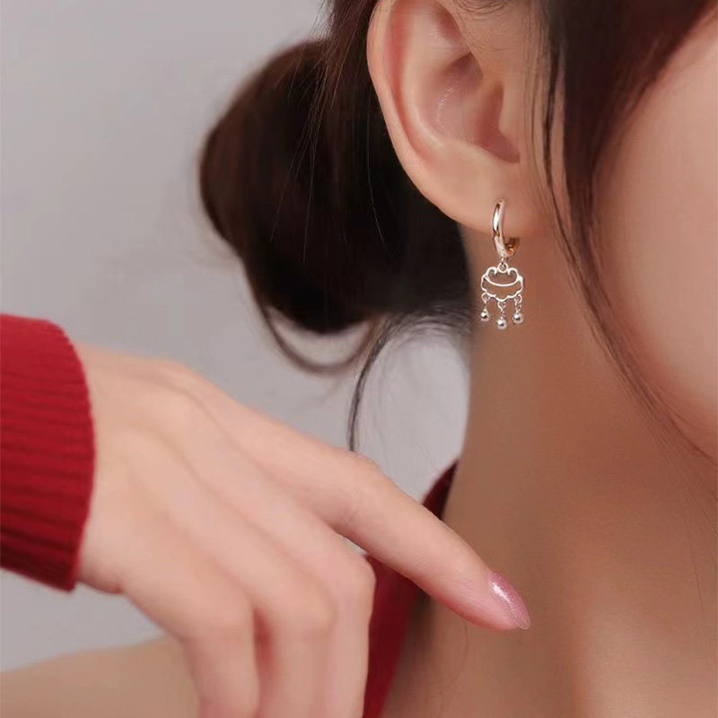 平安锁独特耳环2025新款爆款小众设计复古简约耳饰女高级感秋冬潮,饰品/流行首饰/时尚饰品新,耳环,淘宝优惠券,粉丝福利购,淘宝优惠卷