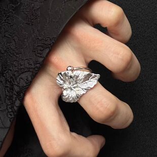 脉络肌理纹树叶戒指女小众设计独特个性开口指环轻奢高级感食指戒