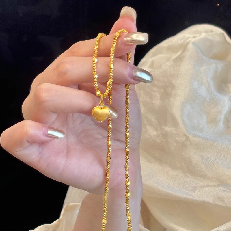 鱼鳞爱心吊坠项链女款2025新款