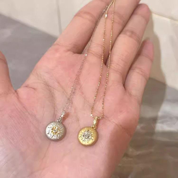 八芒星拉丝吊坠项链女款2024新款