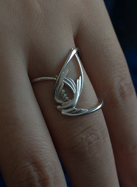 银色燕子戒指女小众设计时尚