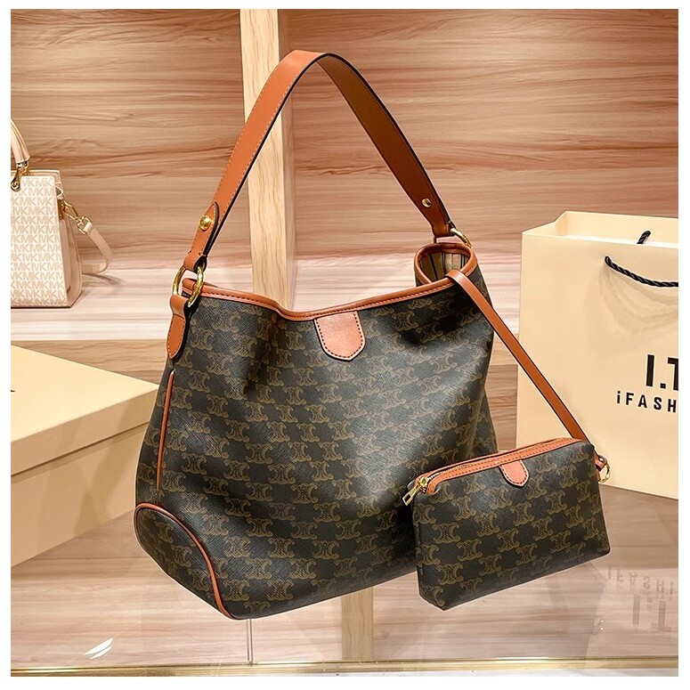 CITEX LV路易官方旗舰店香港品牌真皮托特包女2024新款老花凯旋门